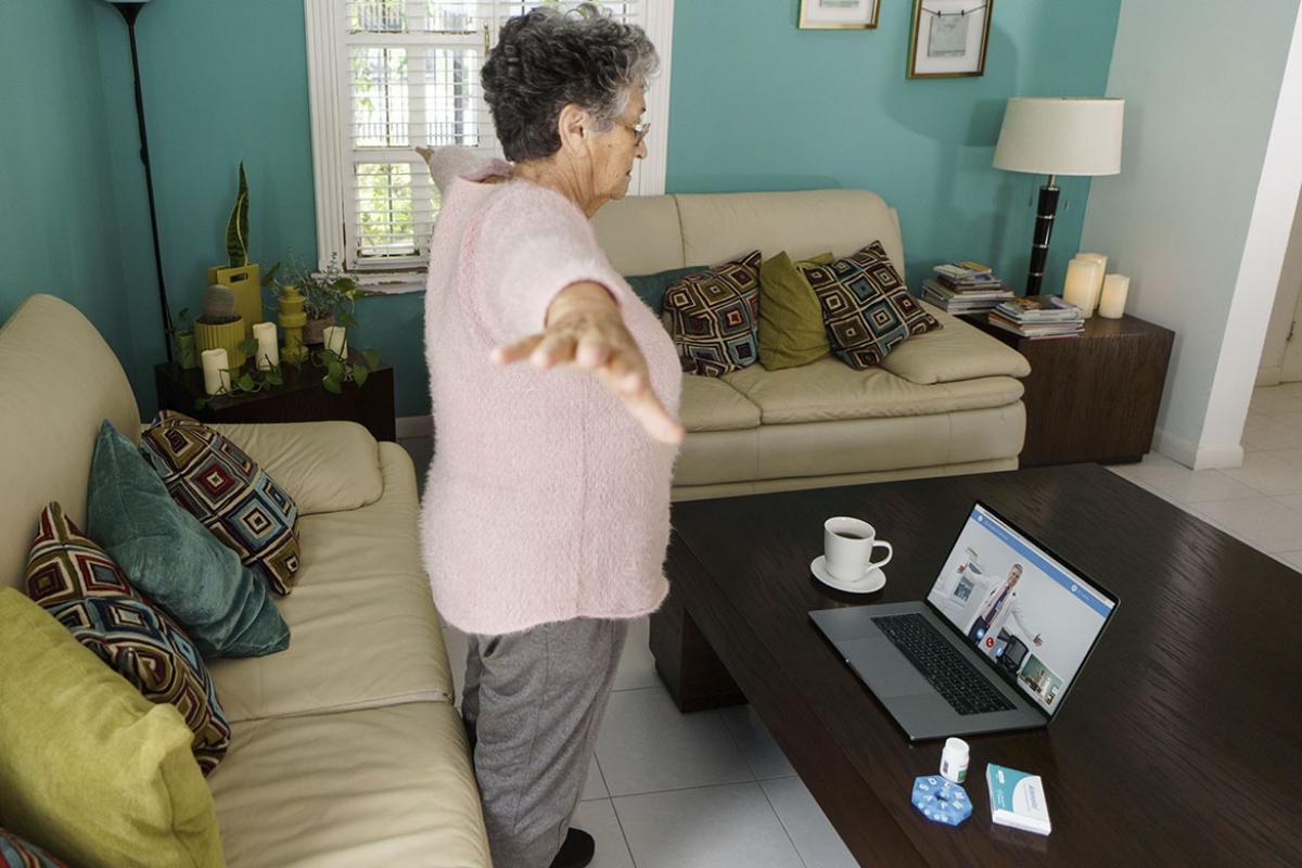 Patient in a telehealth rehab appointment